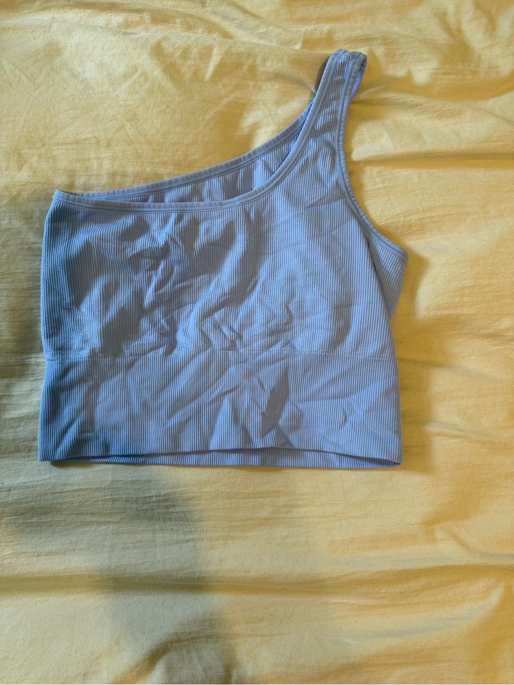 Athleta One-Shoulder Ribbed Crop Tank - Light Blue